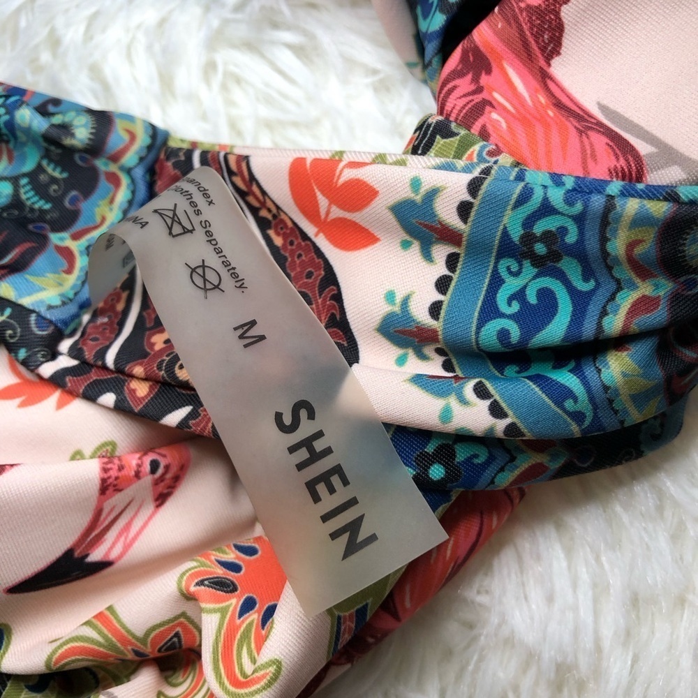 Green and Blue Tropical Bikini Bottom Size Medium Boho Sexy - Picture 8 of 9